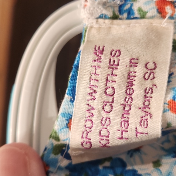 HANDMADE BABY GIRLS 3 PC BLUE, WHITE, ORANGE DRESS OUTFIT SET - Picture 9 of 9